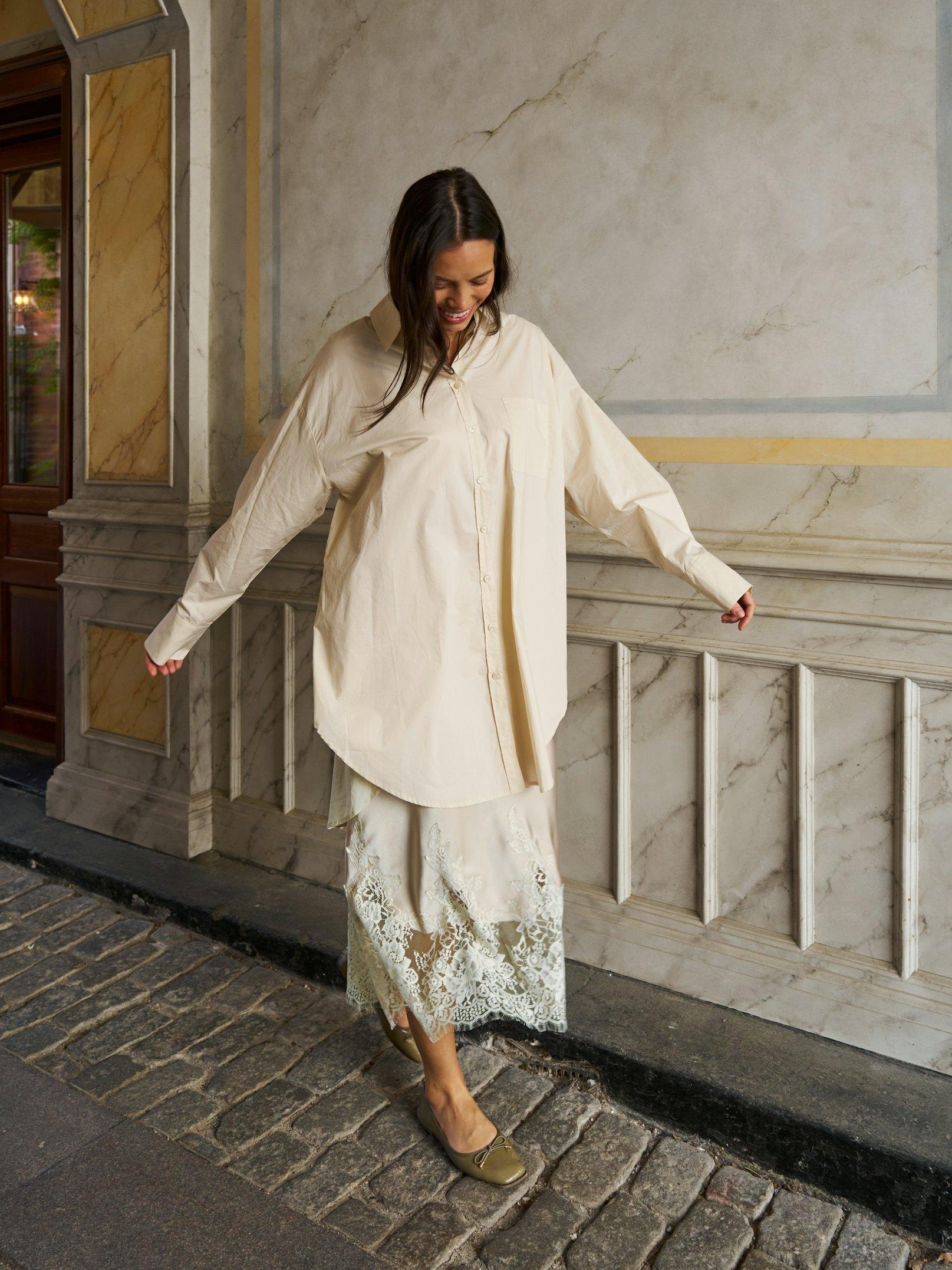 Halina Poplin Shirt Ivory - 10
