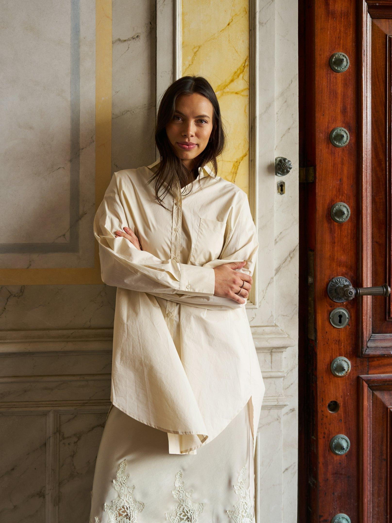 Halina Poplin Shirt Ivory - 9