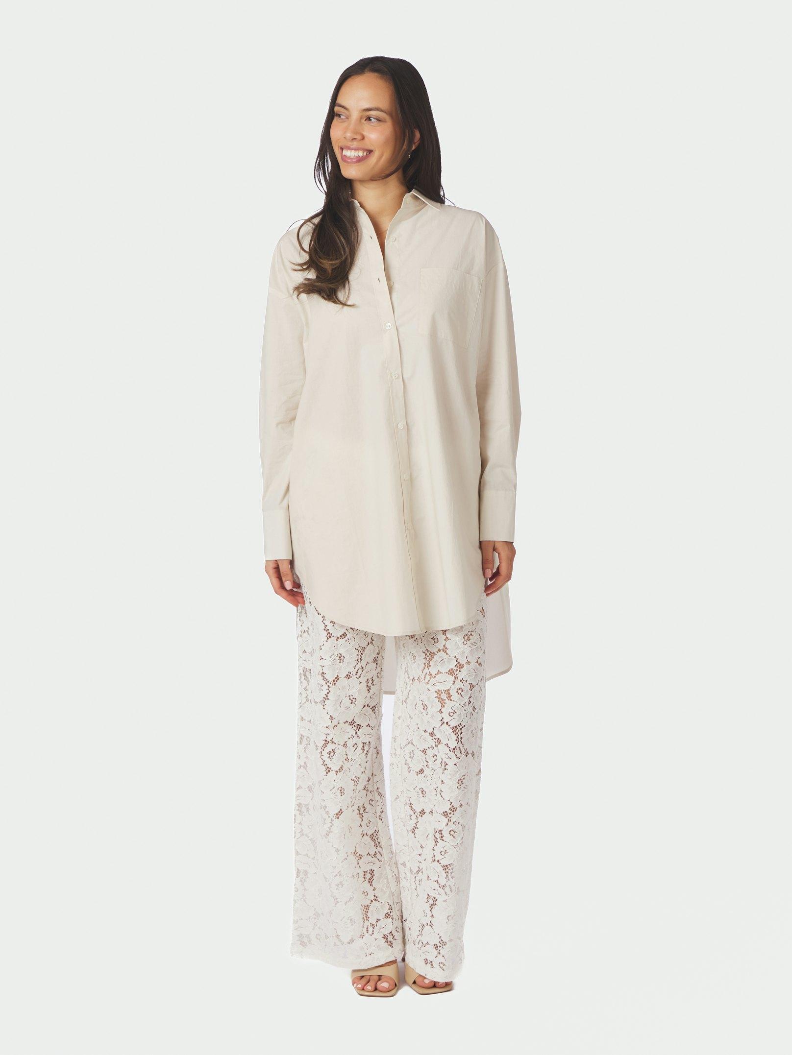 Halina Poplin Shirt Ivory - 5