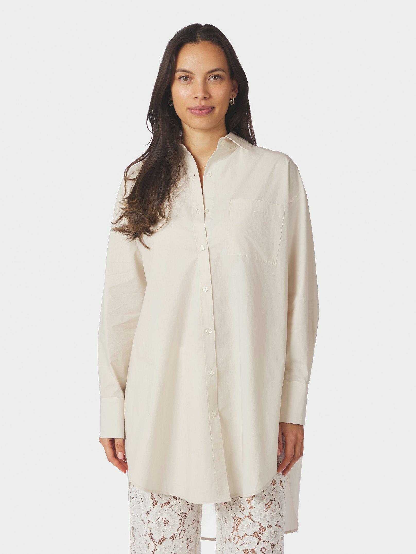 Halina Poplin Shirt Ivory - 3