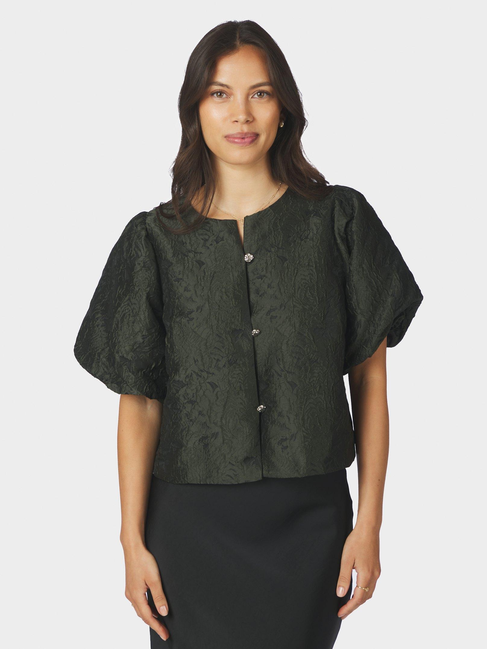 Aisa Brocade Blouse Dark green - 3