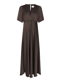 Zelina Heavy Sateen Dress Dark brown