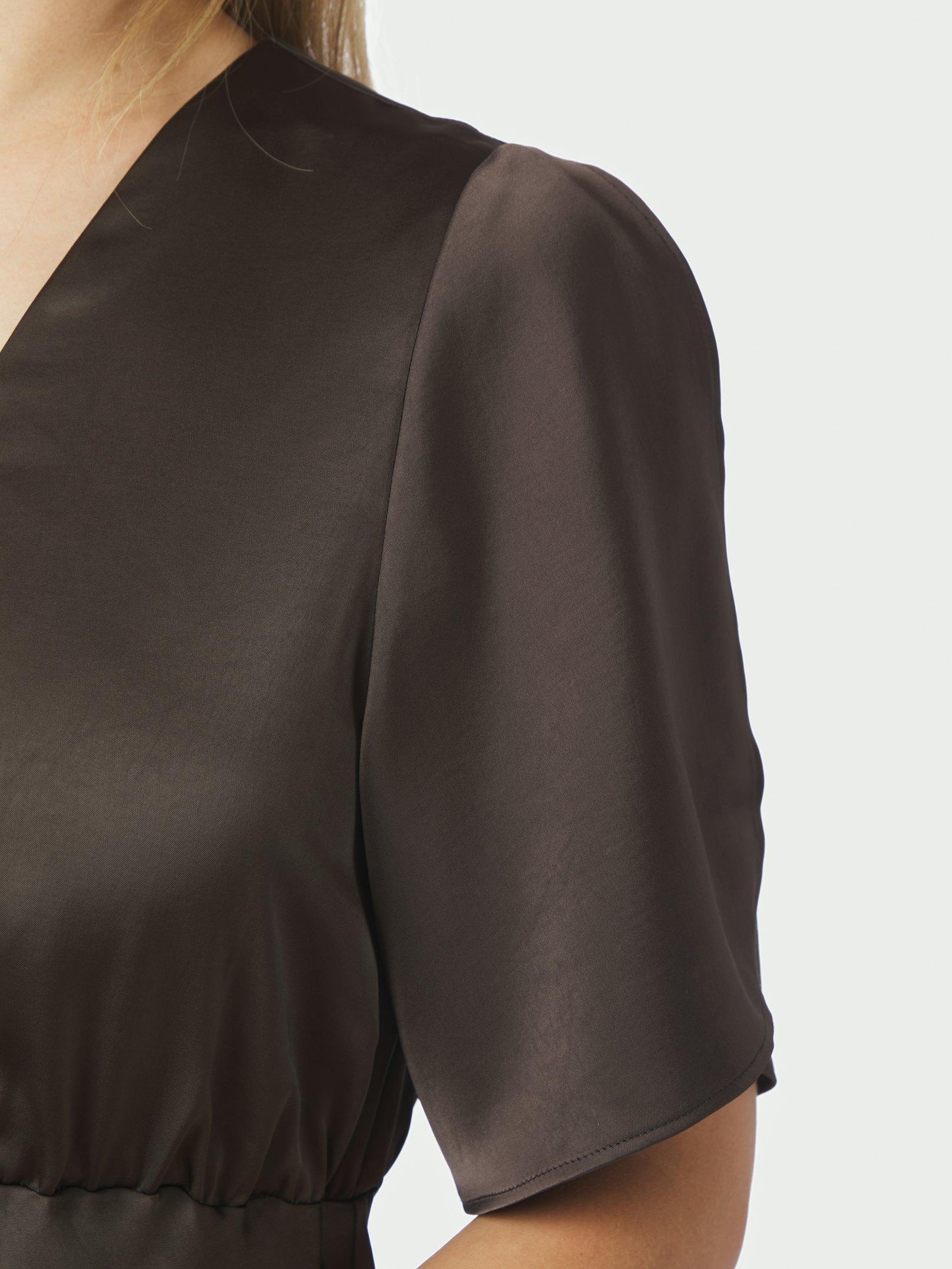 Zelina Heavy Sateen Dress Dark brown - 5