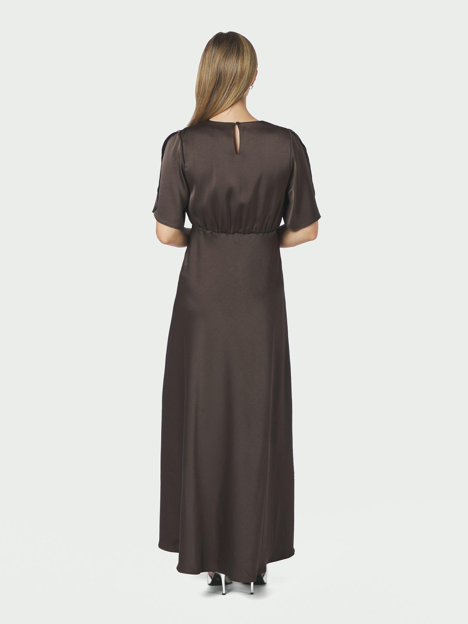 Zelina Heavy Sateen Dress Dark brown - 4