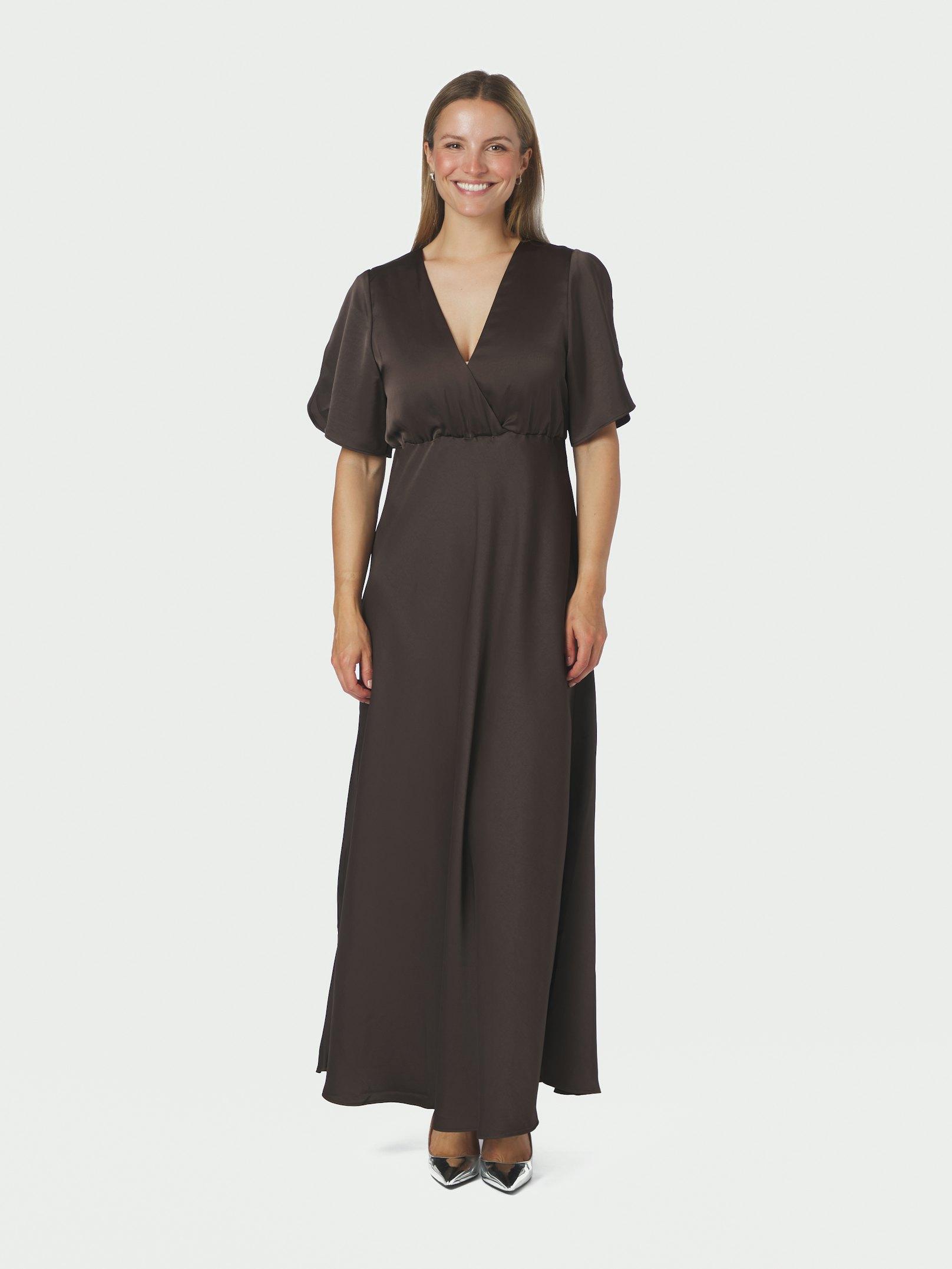 Zelina Heavy Sateen Dress Dark brown - 3
