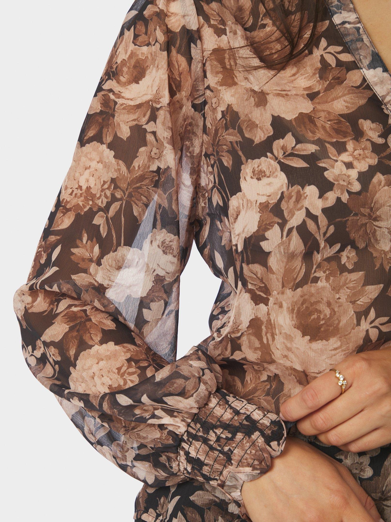 Delsie Vintage Flower Shirt Black Sand - 6