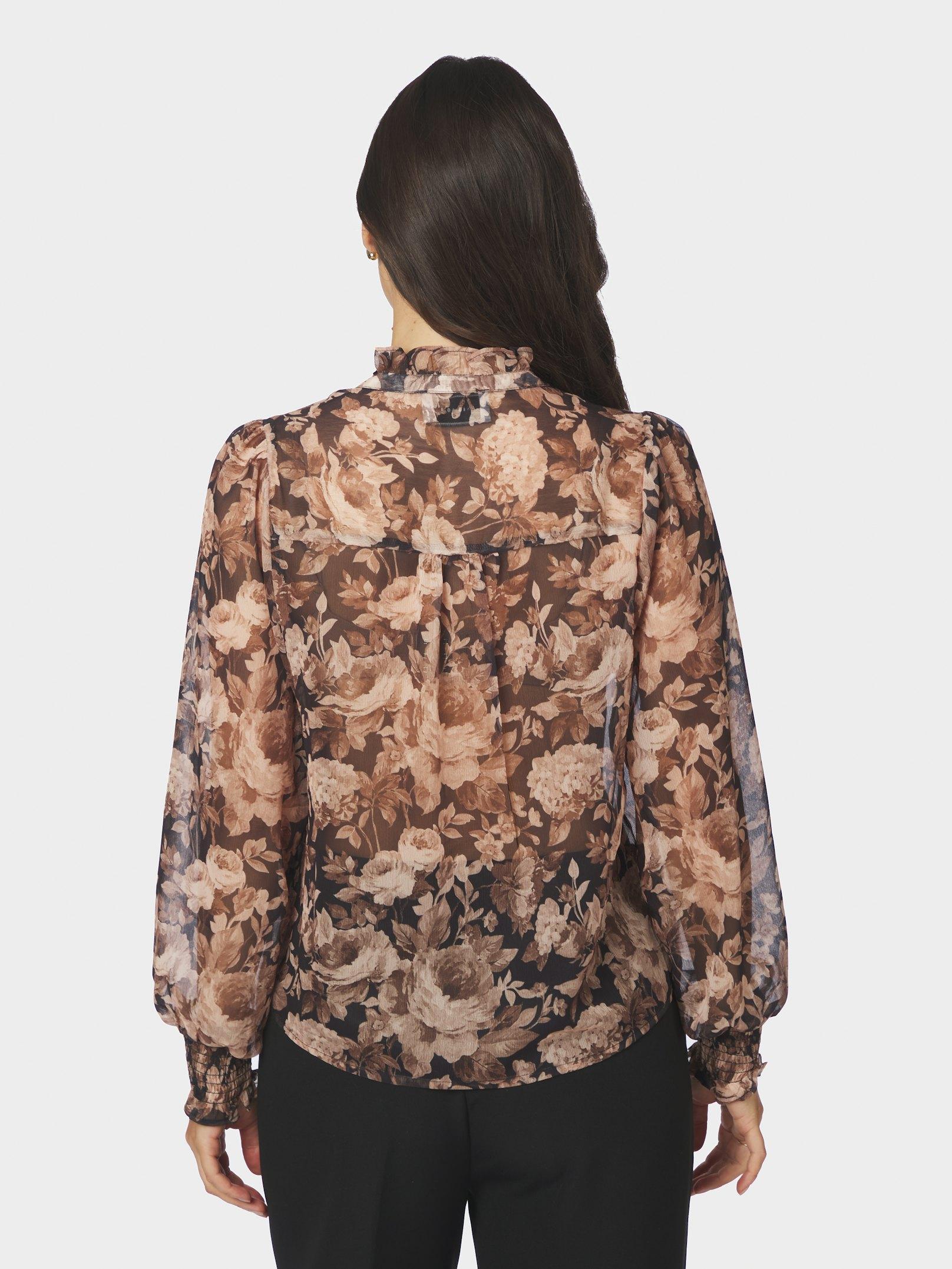 Delsie Vintage Flower Shirt Black Sand - 4