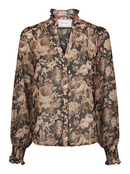 Delsie Vintage Flower Shirt Black Sand