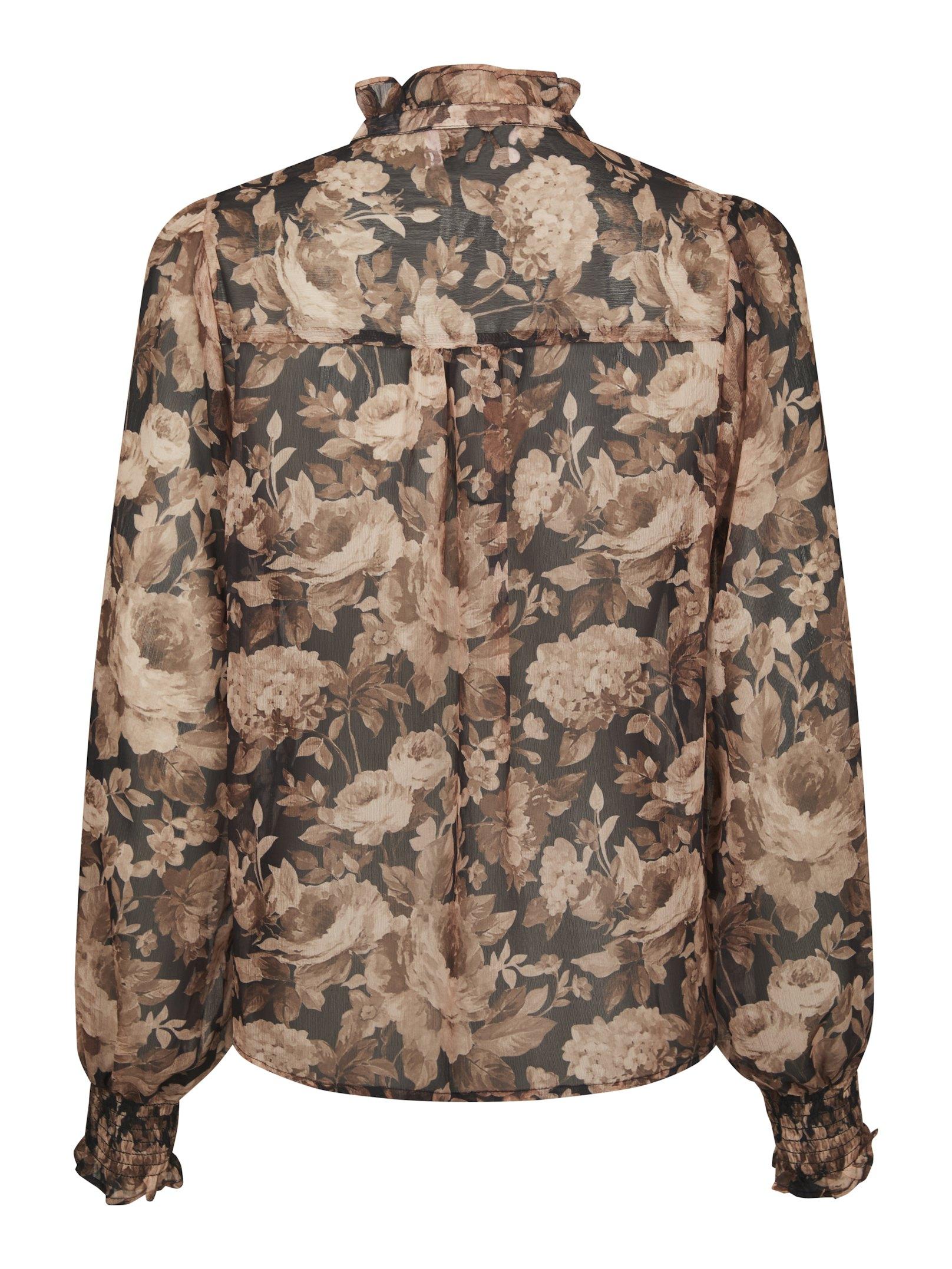 Delsie Vintage Flower Shirt Black Sand - 2