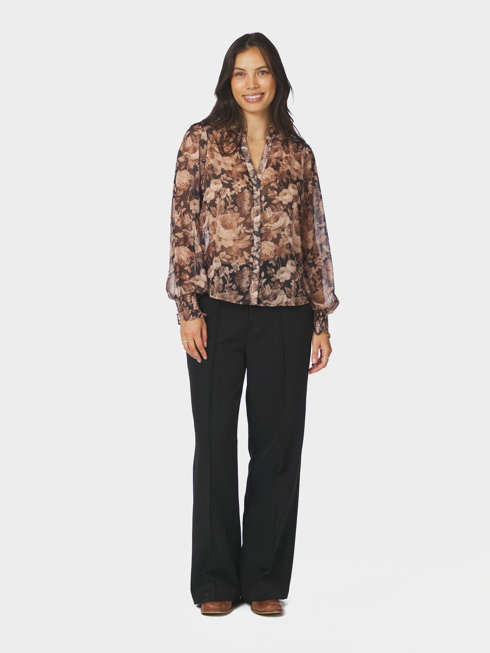 Delsie Vintage Flower Shirt Black Sand - 5
