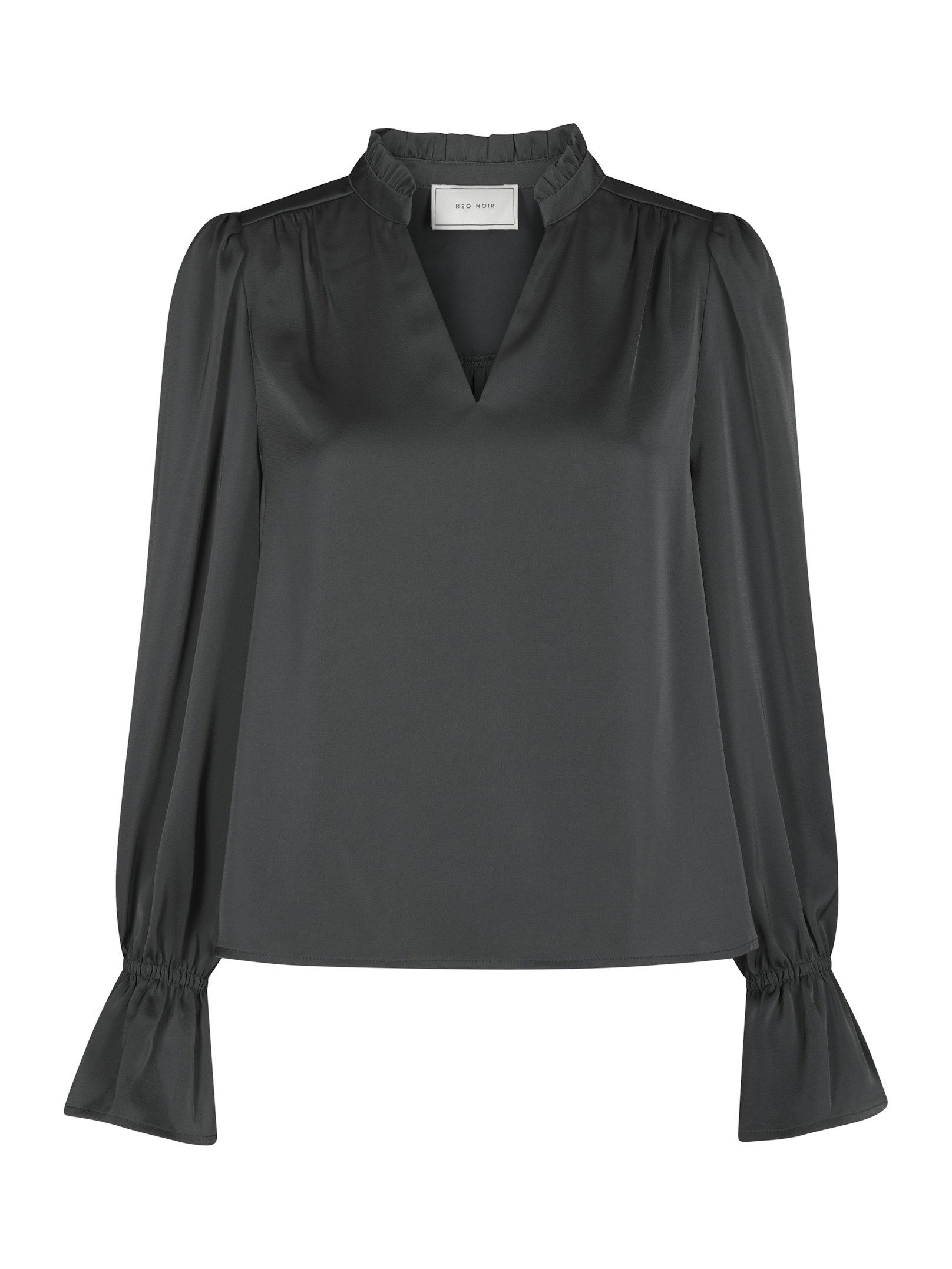 Amara Drapy Satin Blouse Antracit