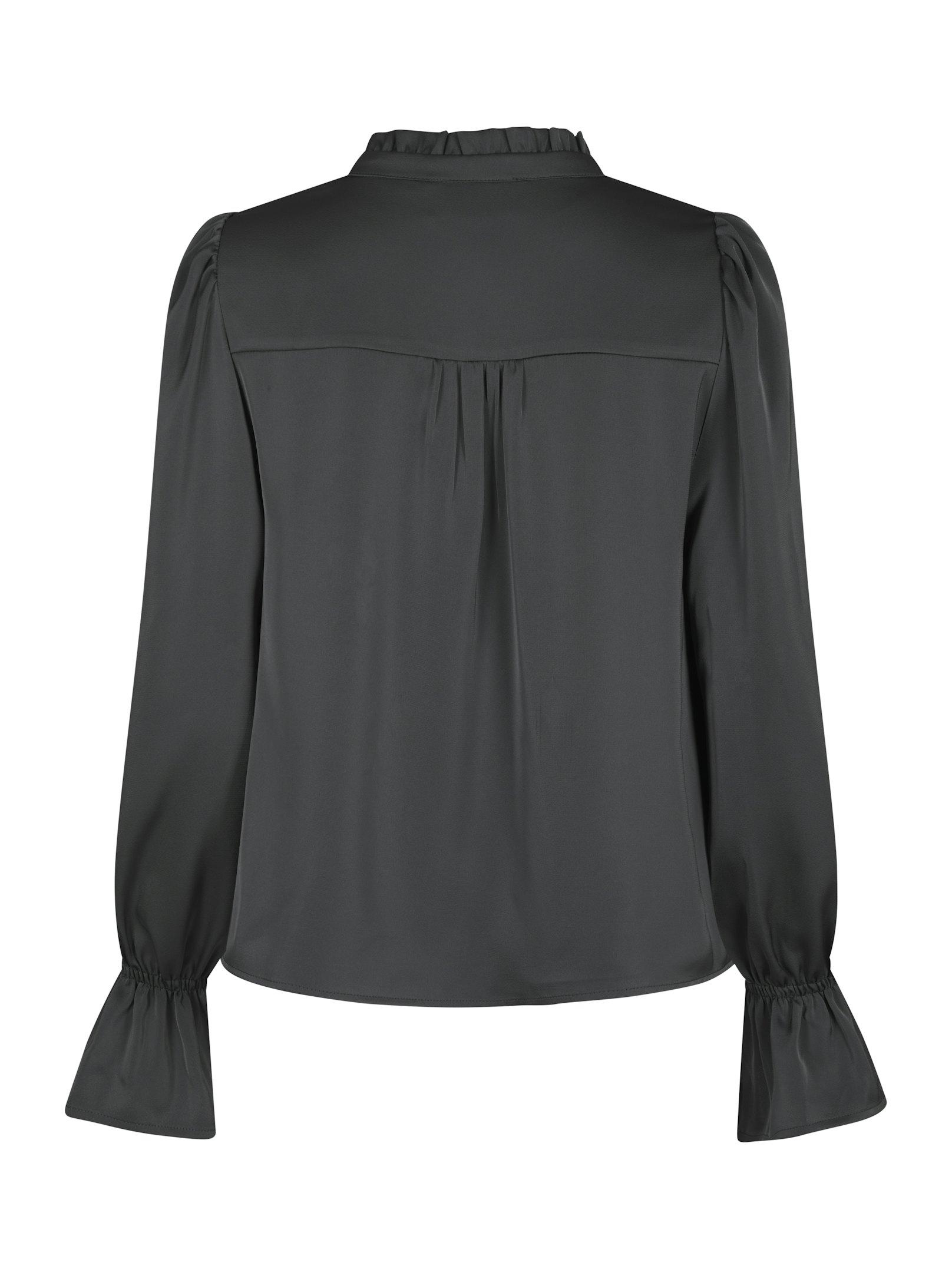 Amara Drapy Satin Blouse Antracit - 2
