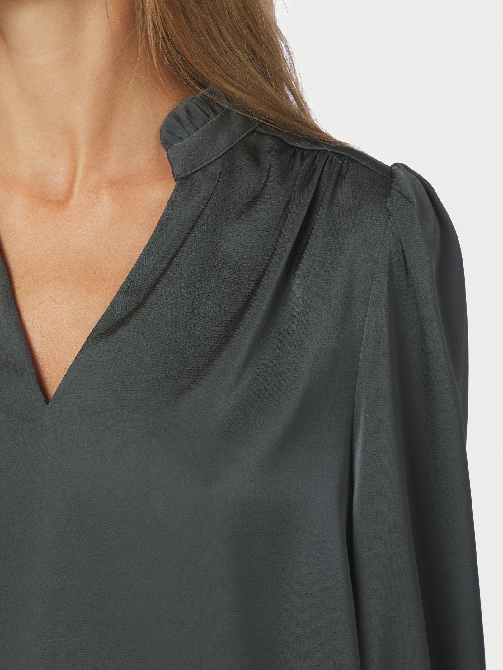 Amara Drapy Satin Blouse Antracit - 6
