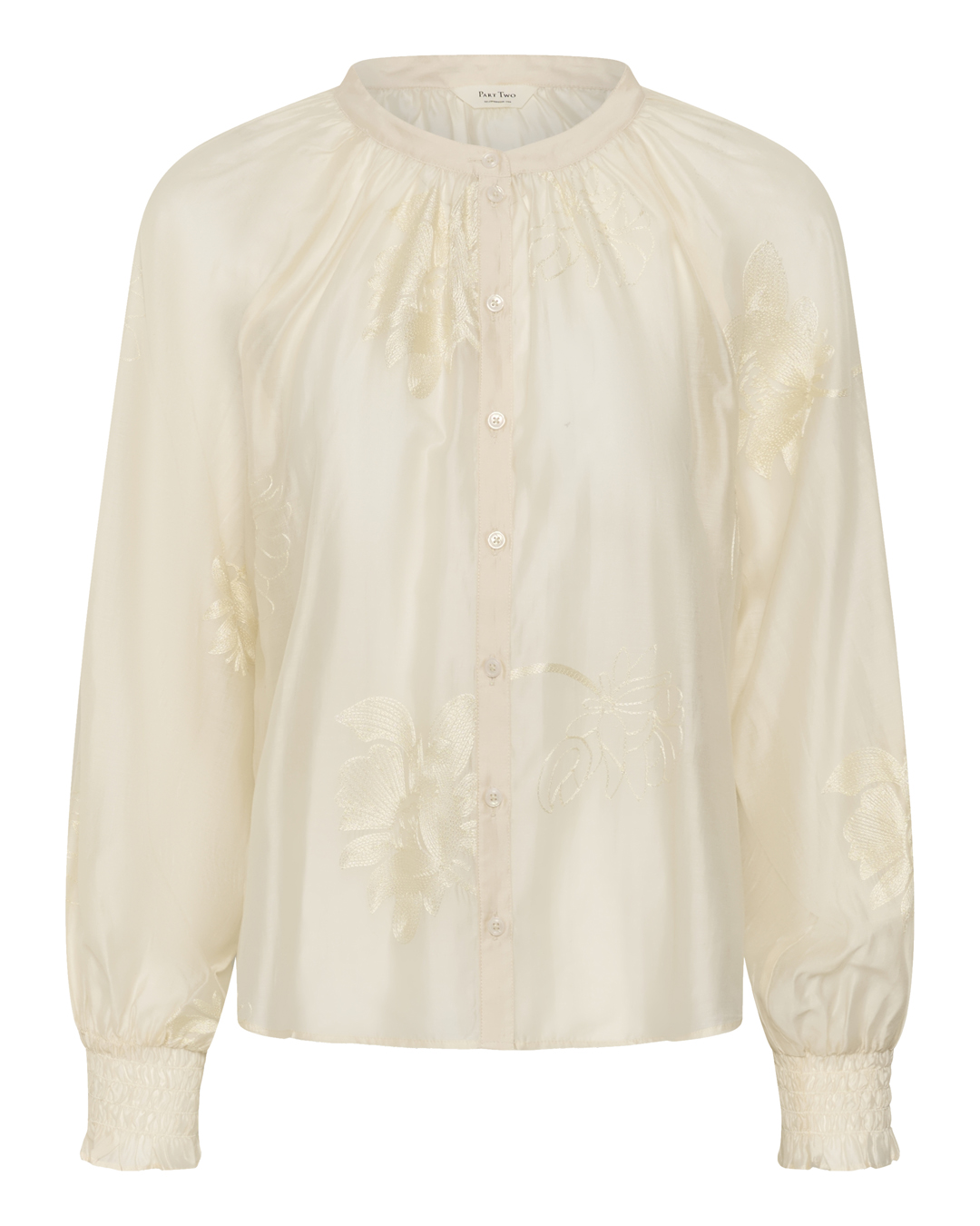 Blus Cheyanne med brodyr ljusbeige - 5