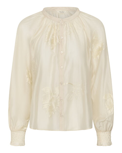 Blus Cheyanne med brodyr ljusbeige - 5