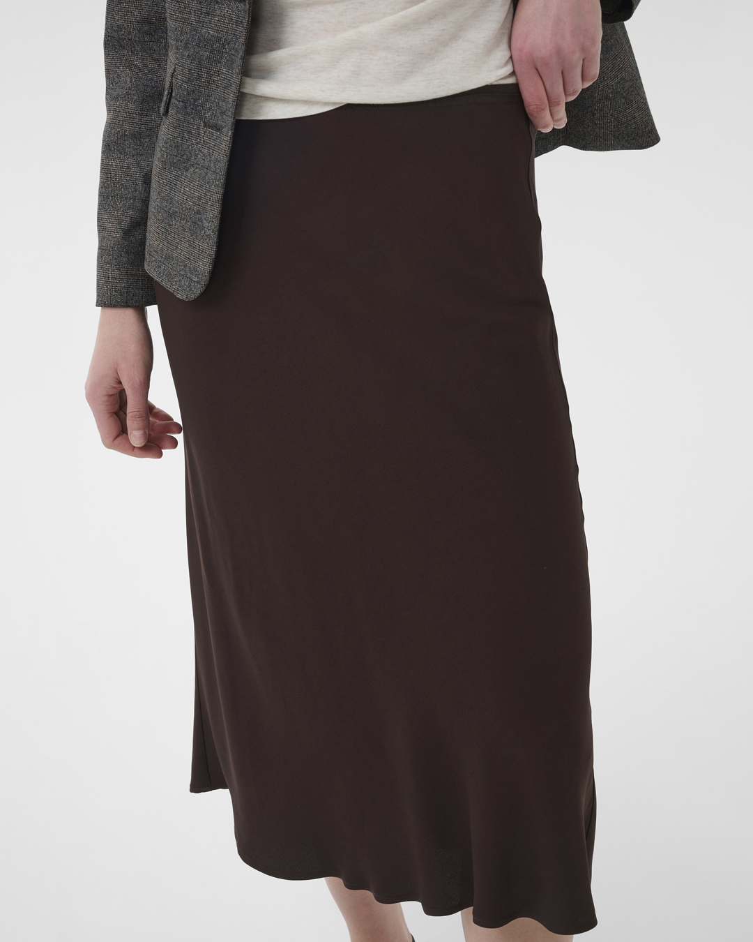 Kjol Candice midi resår i midjan brun - 3