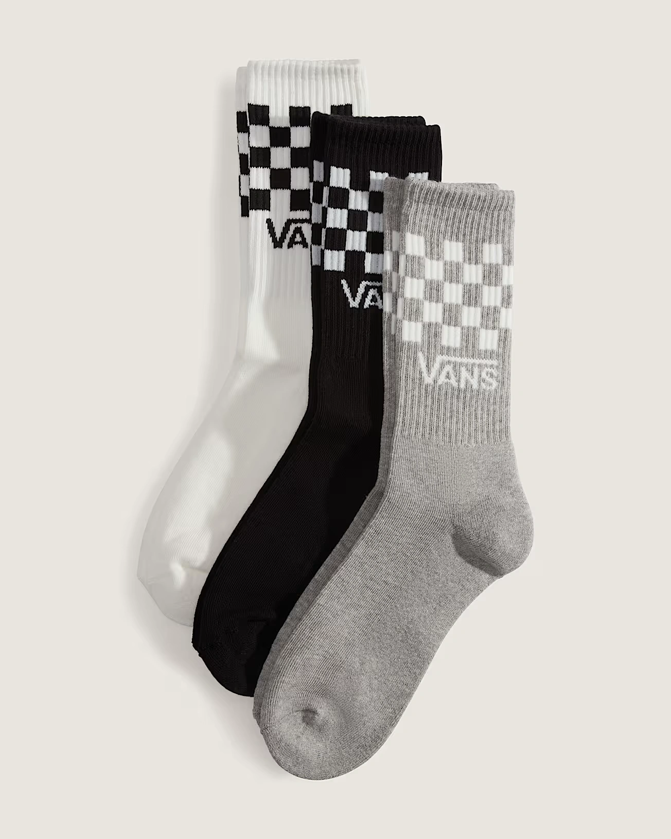 Vans Classic Check Crew Strumpor 3-Pack Black/White/Grey