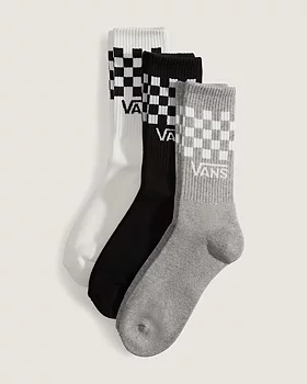 Vans Classic Check Crew Strumpor 3-Pack Black/White/Grey