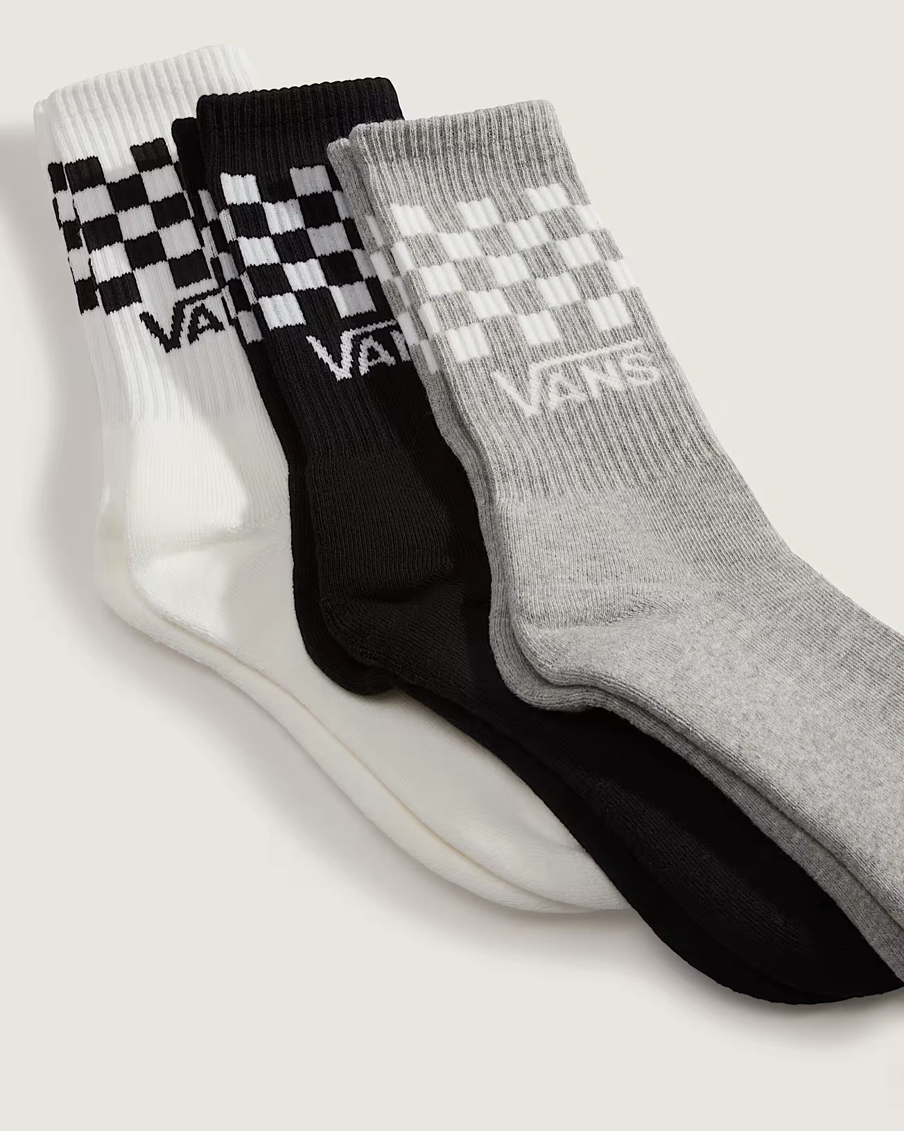 Vans Classic Check Crew Strumpor 3-Pack Black/White/Grey - 4