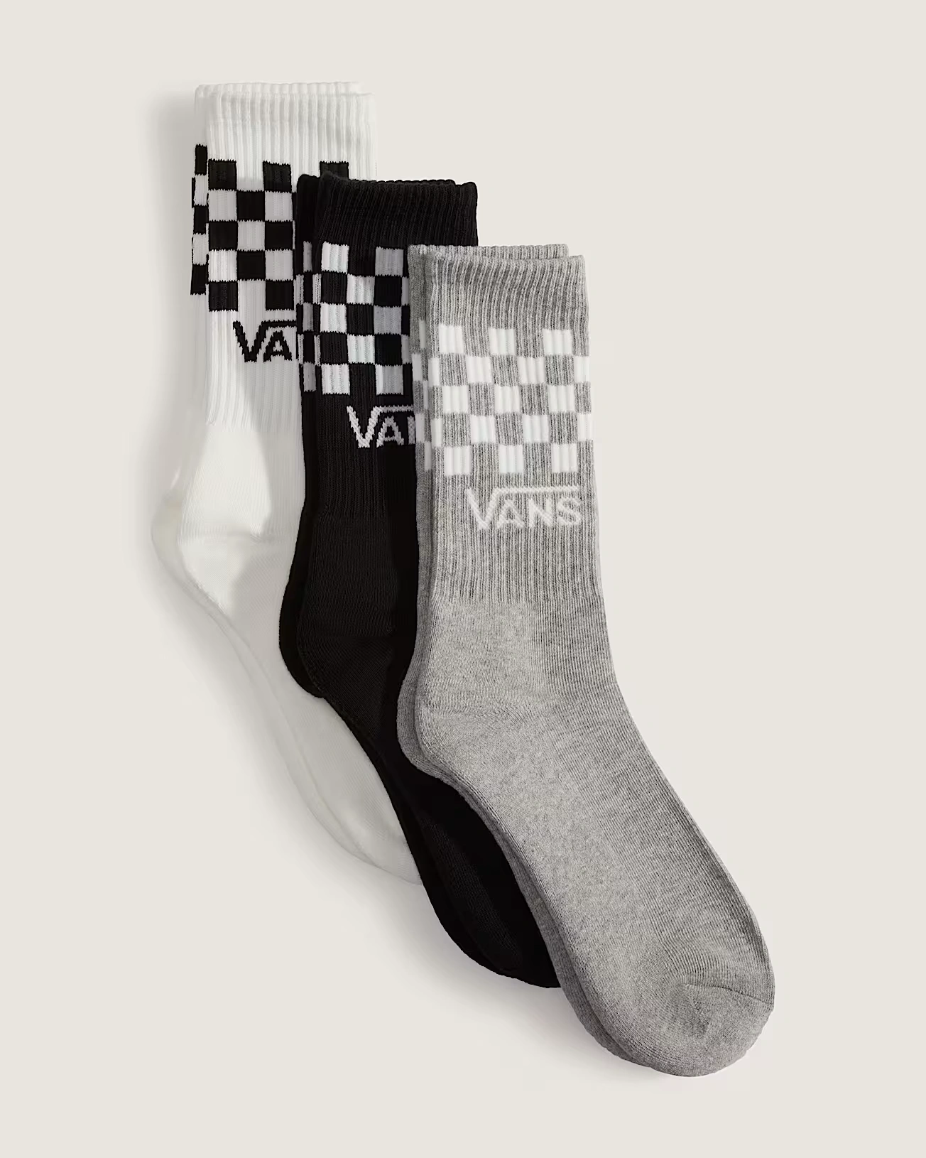 Vans Classic Check Crew Strumpor 3-Pack Black/White/Grey - 3