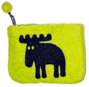 Felted purse, organic wool, limegreen