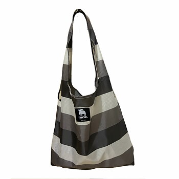 Foldable Bag Moz, Rpet Ripstop, striped grey