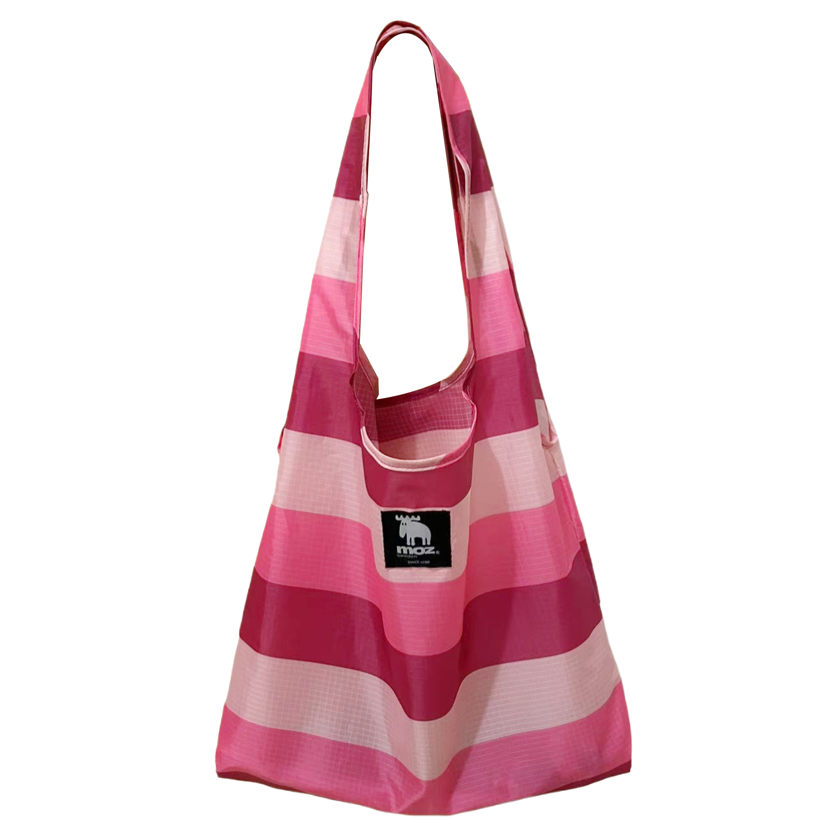 Foldable Bag Moz, Rpet Ripstop, striped pink