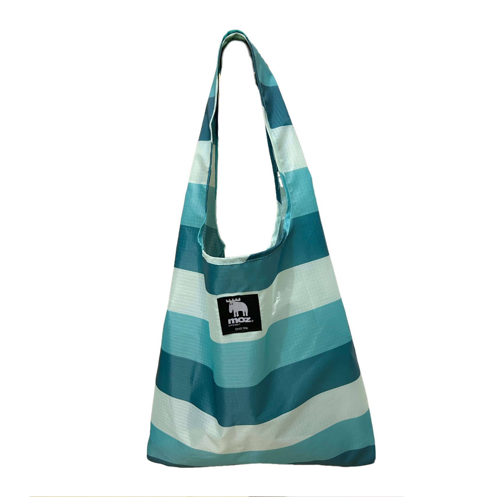 Foldable Bag Moz, Rpet Ripstop, striped blue