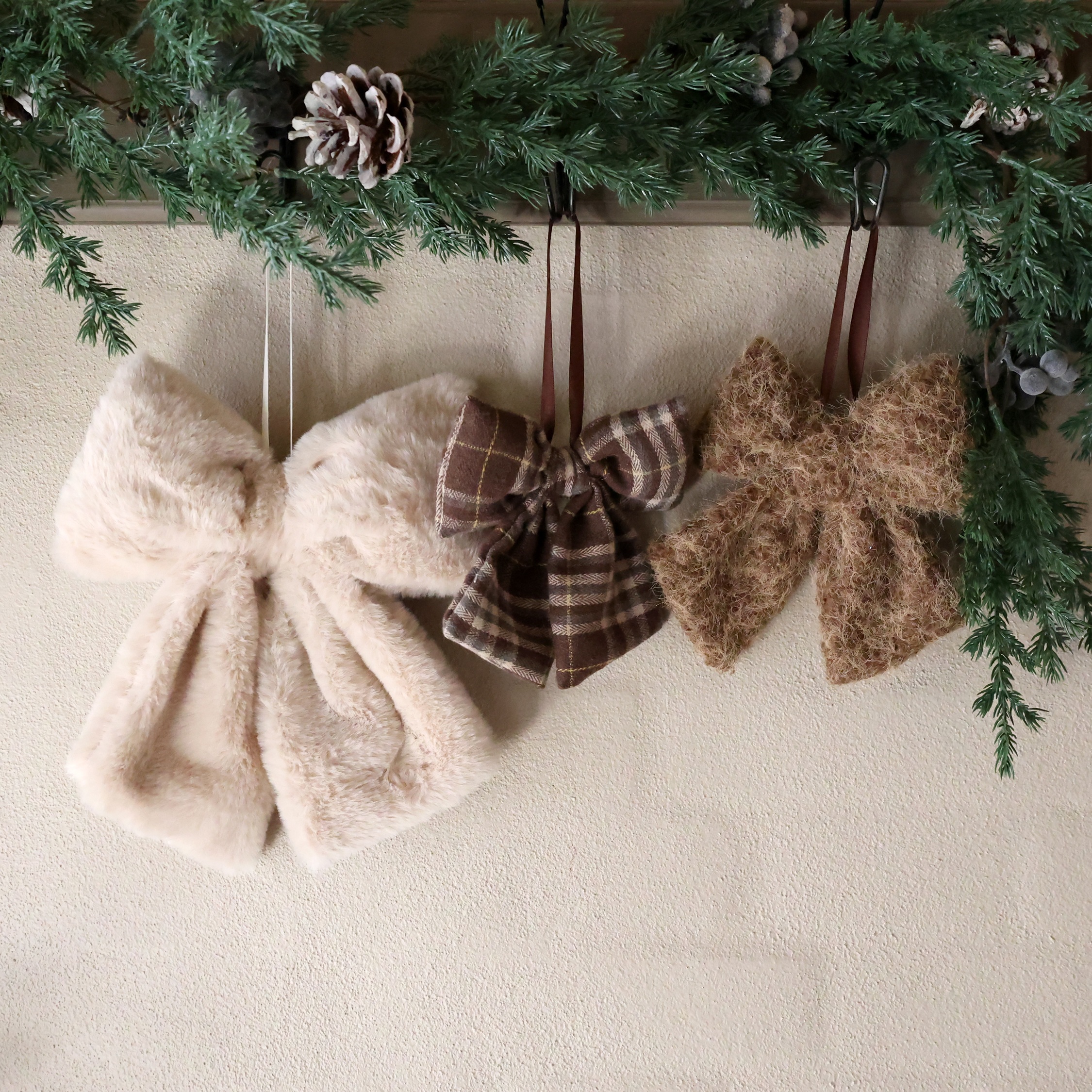 3-pack with Bows 32 cm & 26 cm - Beige/Mocca - 6