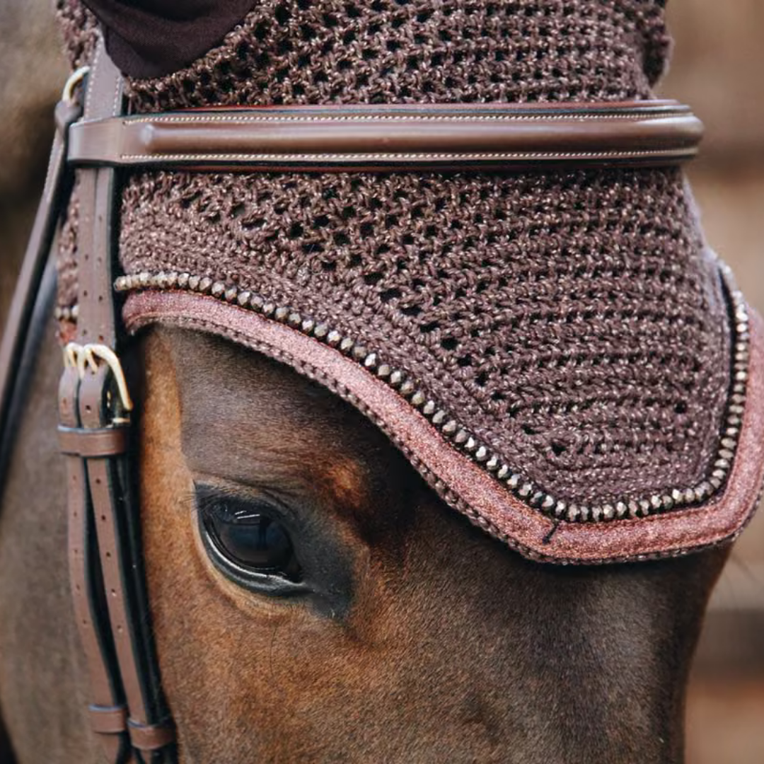 KENTUCKY FLY VEIL WELLINGTON GLITTER BAND - BROWN - 2