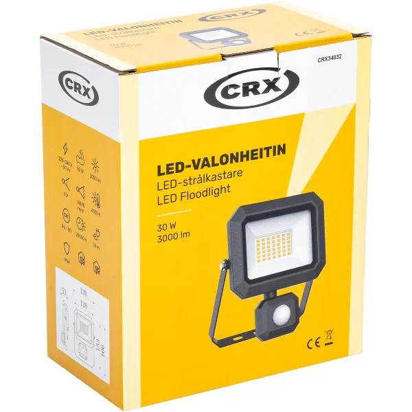 LED STRÅLKASTARE S. 30W SENS/230V 4500K 1,5M KABEL SVART - 2