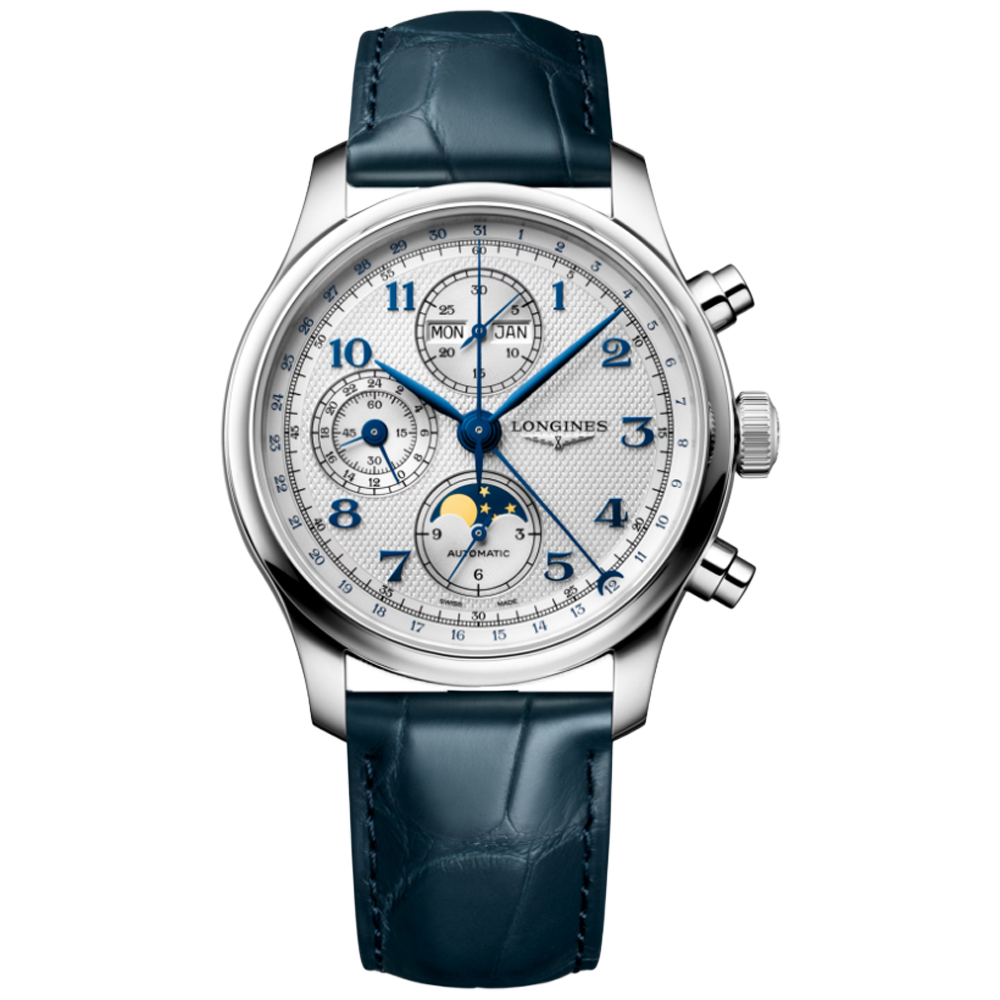Longines L2.962.4.73.2 Master Collection Chrono Moonphase 41 med alligatorband
