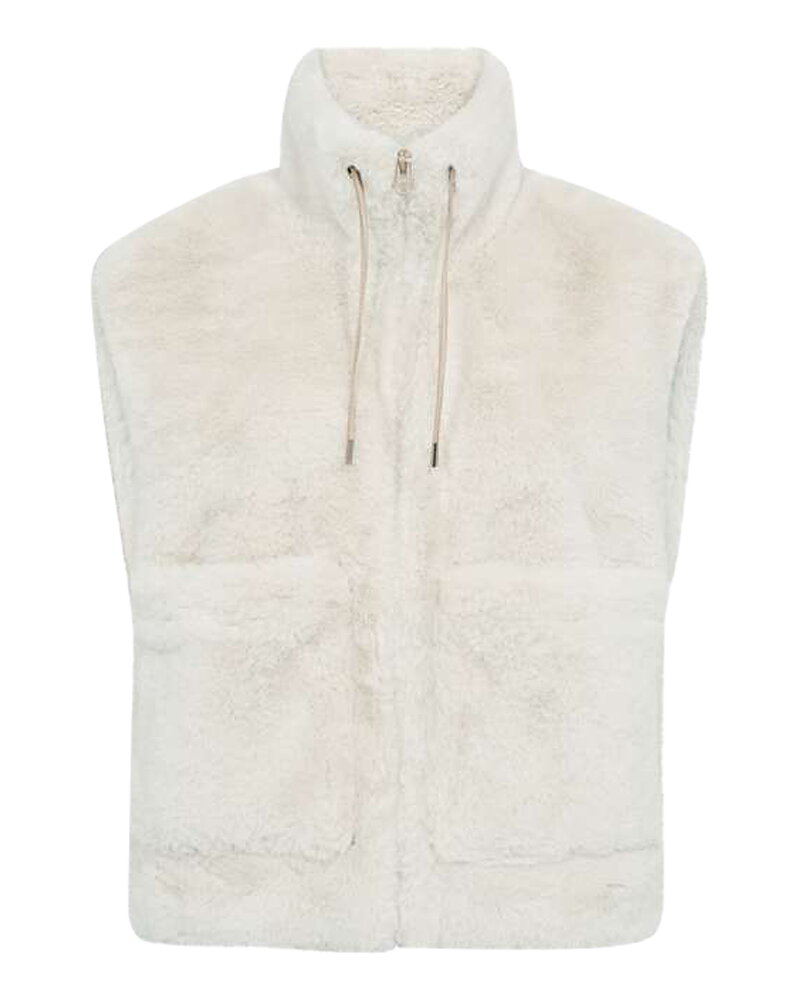 Pälsväst Fony med dragkedja ljusbeige