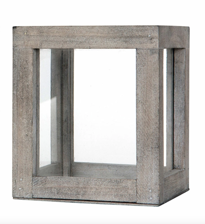 Ljuslykta Trä Cube Old Wood Liten 13x13x15cm