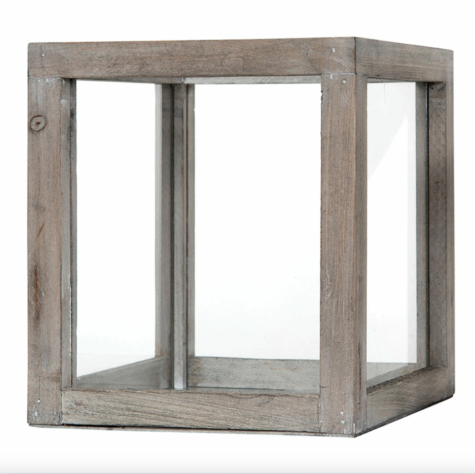 Ljuslykta Trä Cube Old Wood Stor 18x18x20cm