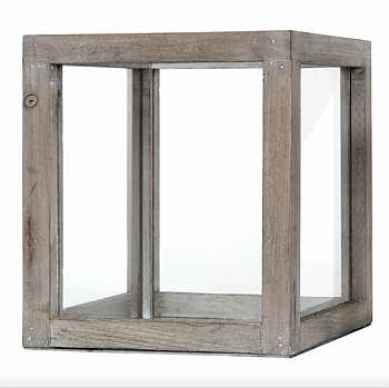 Ljuslykta Trä Cube Old Wood Stor 18x18x20cm