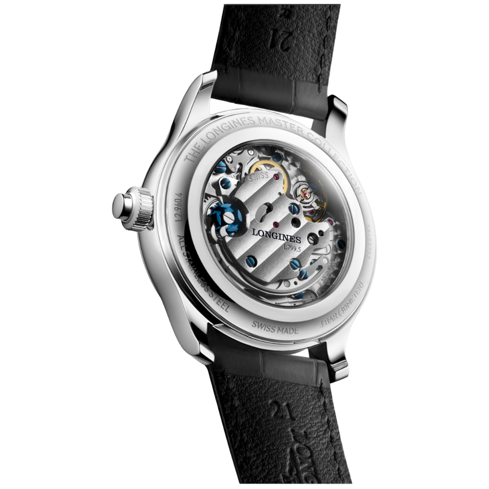 Longines L2.960.4.93.2 Master Collection Chrono Monopusher 41 blå baksida