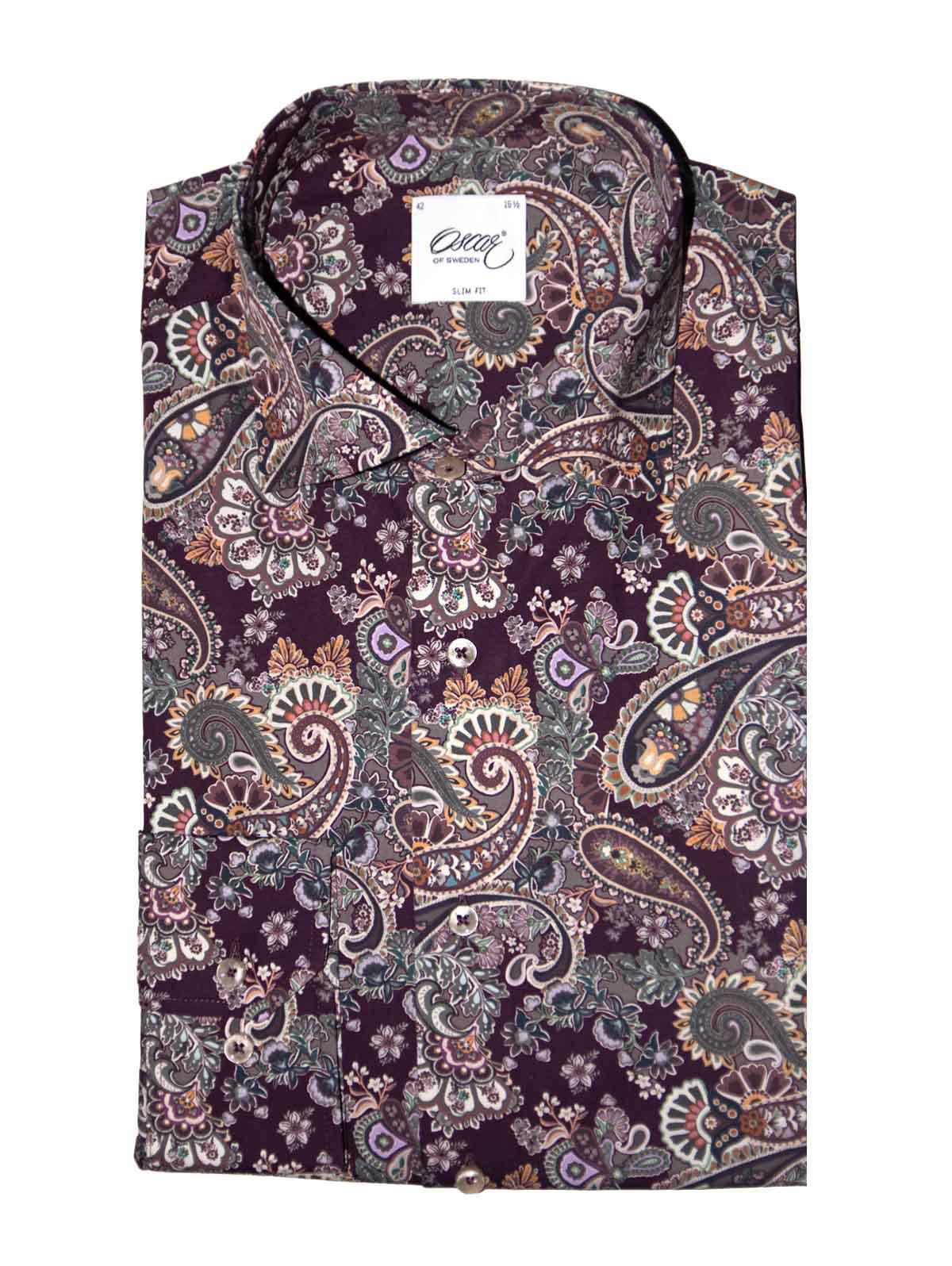 Skjorta vinröd paisley mönster