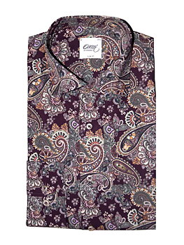 Skjorta vinröd paisley mönster