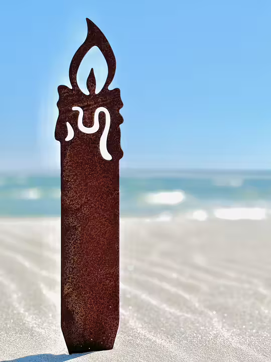 Stort ljus i metall 40x7 cm - 2