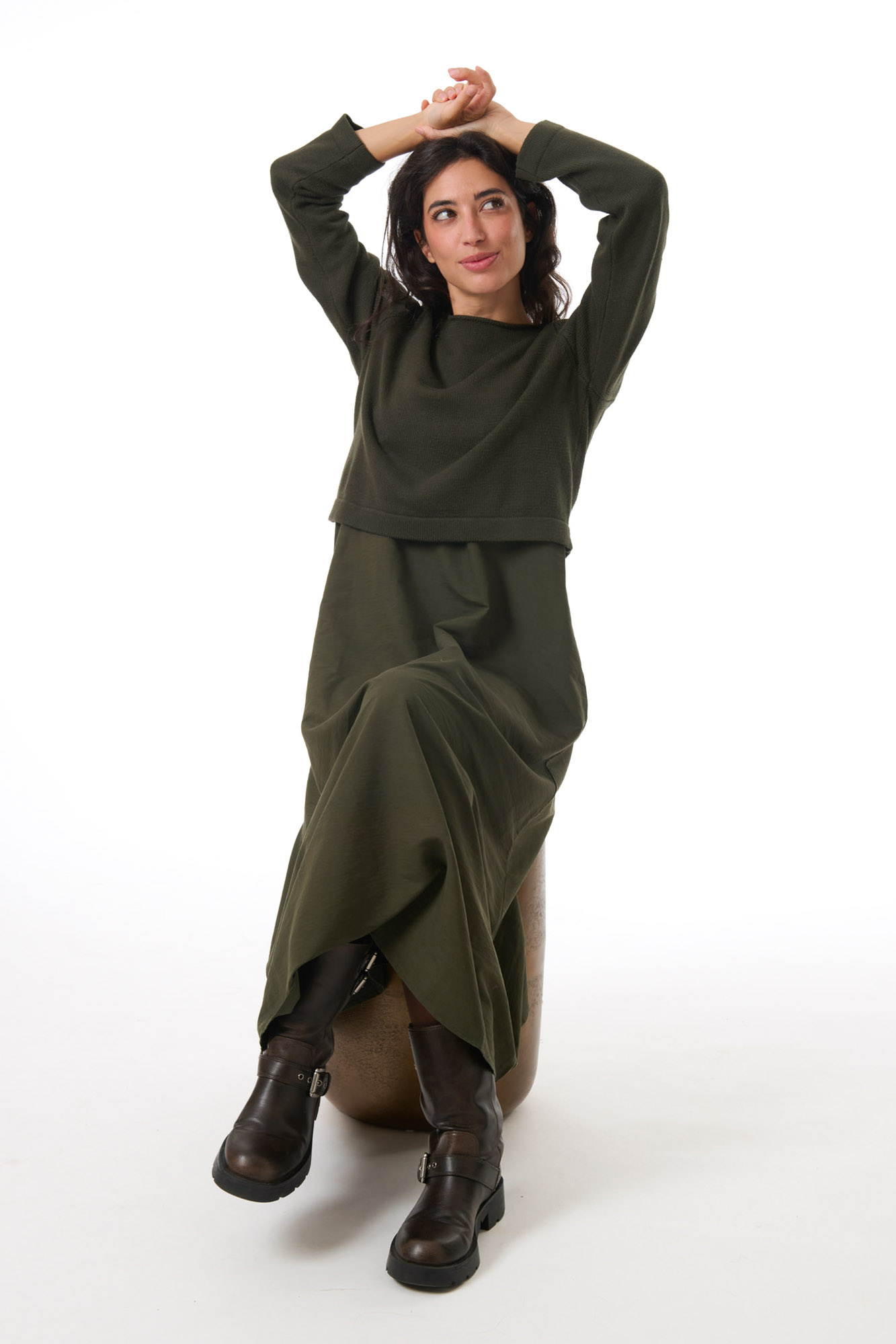 Nora klänning  olive - 6