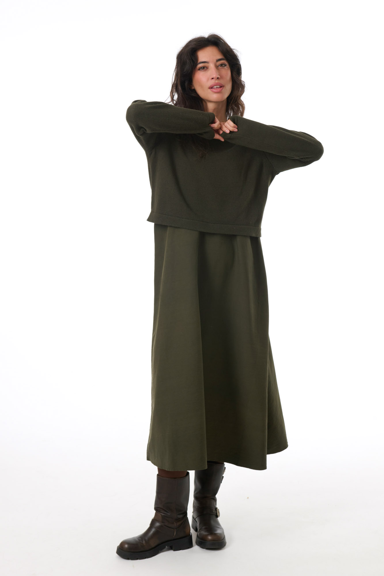 Nora klänning  olive - 2