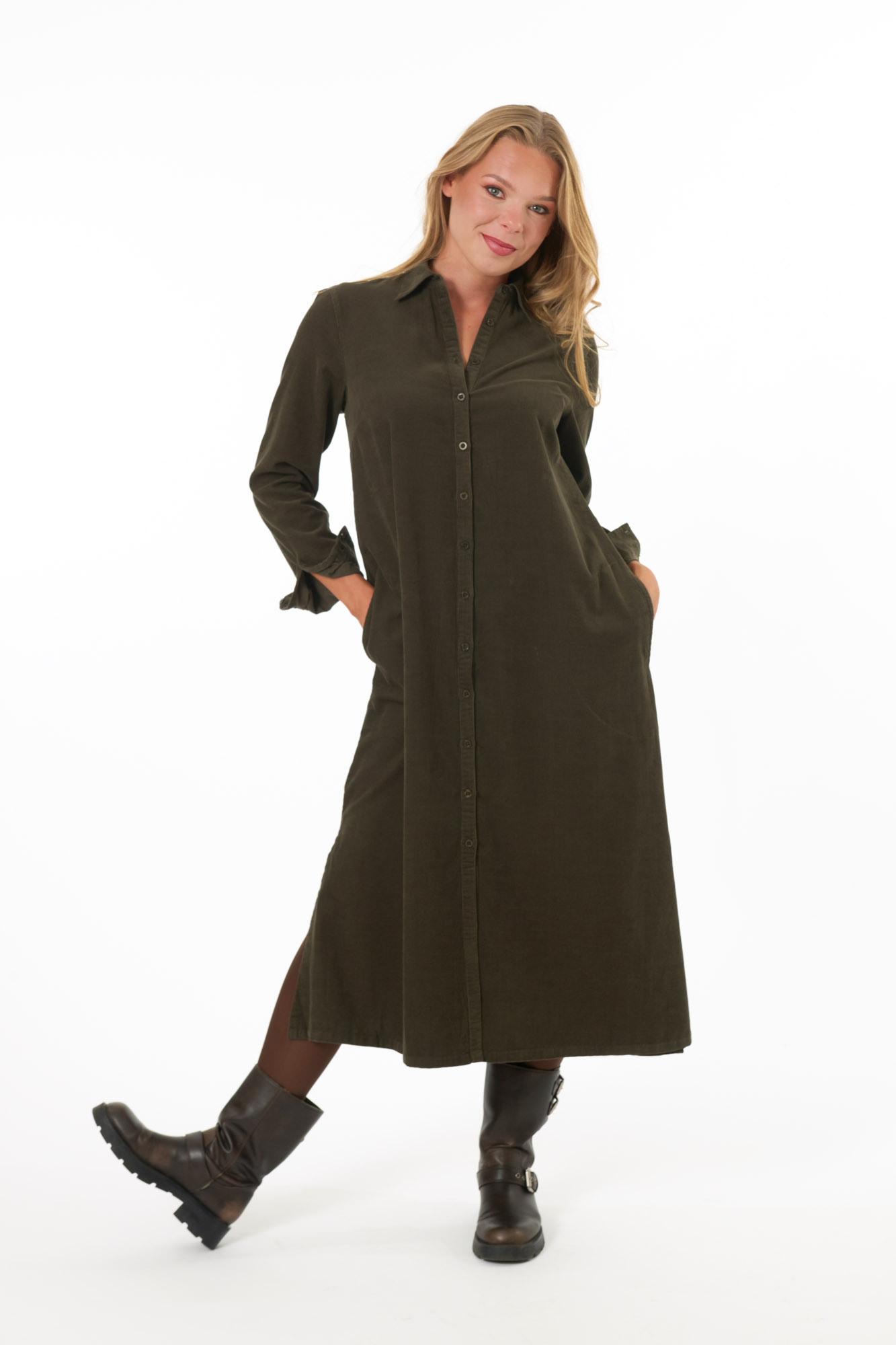 Maria klänning  olive - 2