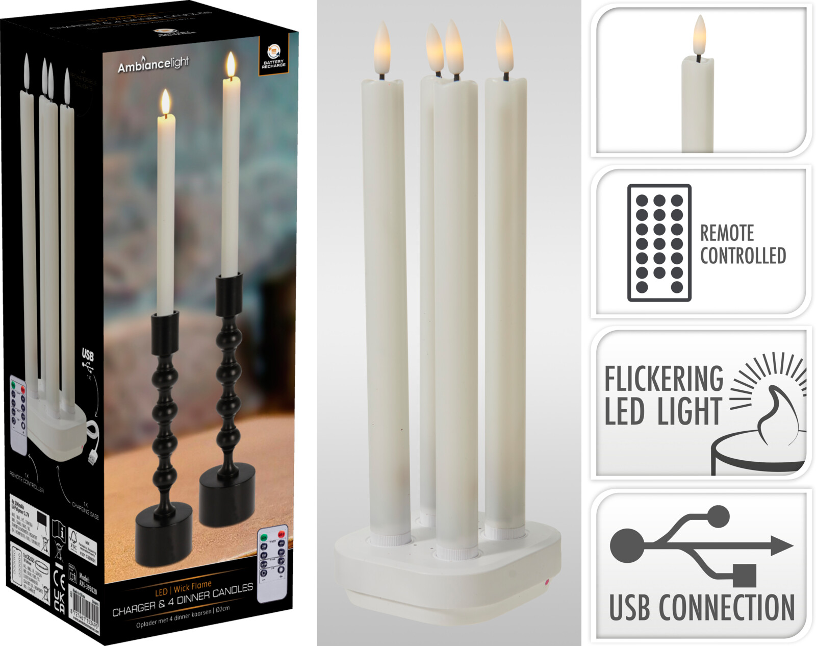 Uppladdningsbara LED-ljus 4-pack