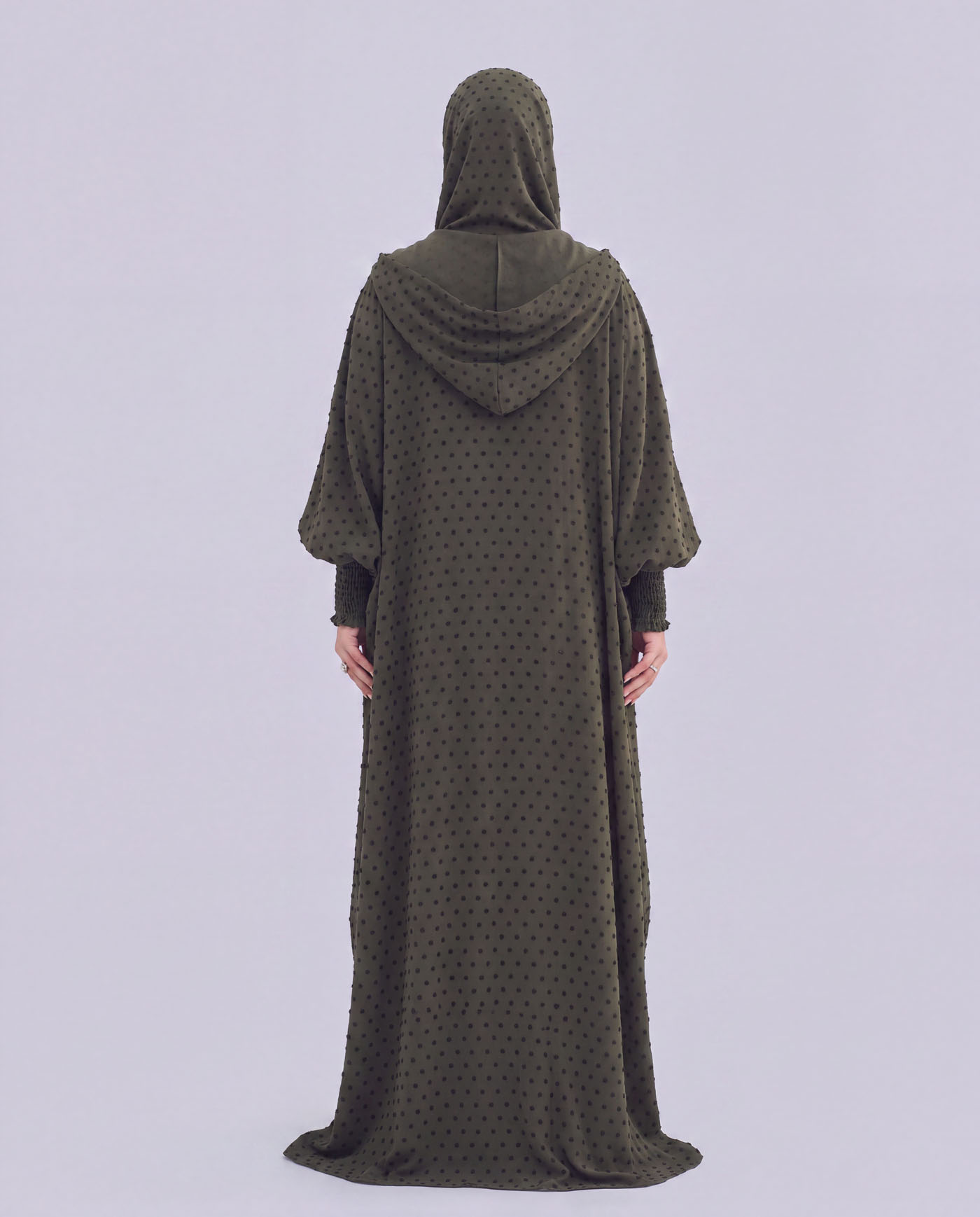 Hoodie-abaya med luva - Olivgrön - 3