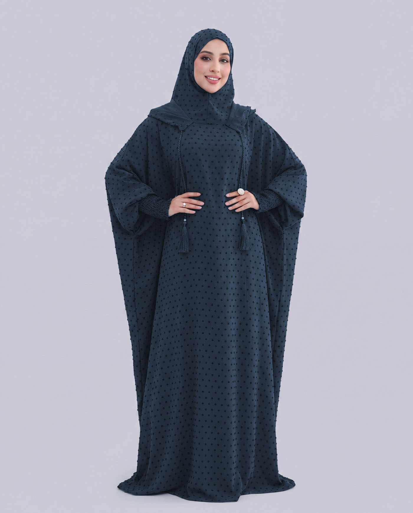 Hoodie-abaya med luva - Marinblå