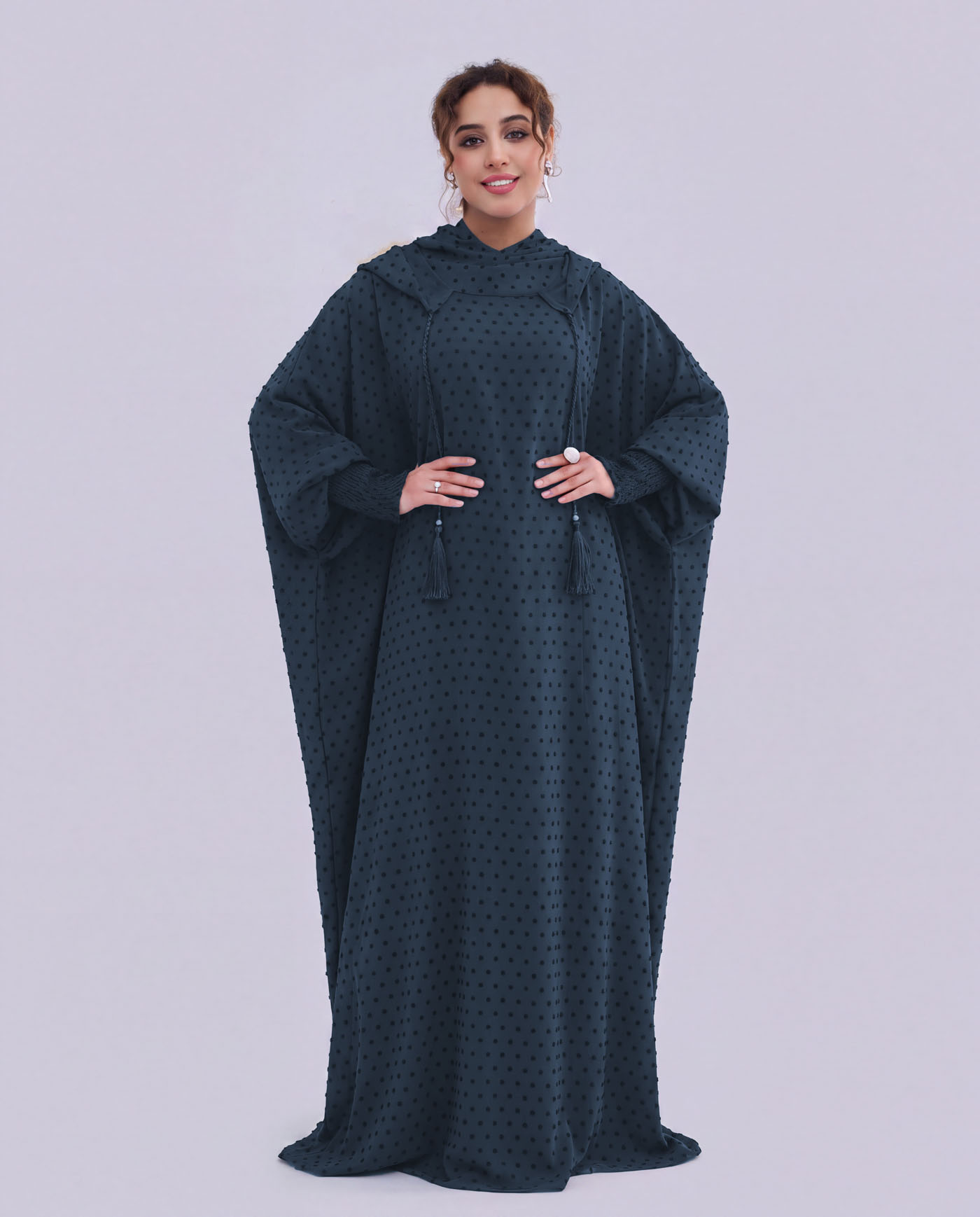 Hoodie-abaya med luva - Marinblå - 3