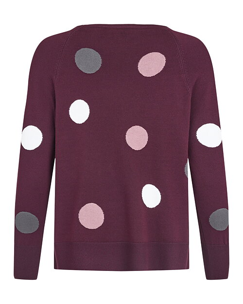 Jumper vinröd med prickar i grått/vitt/rosa - 3