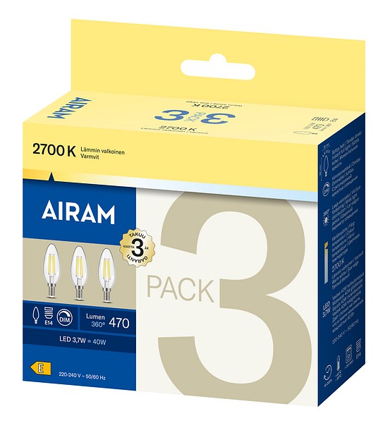 FILAMENT LED KRONLJUS 470LM E14, DIMBAR 3-PACK - 2