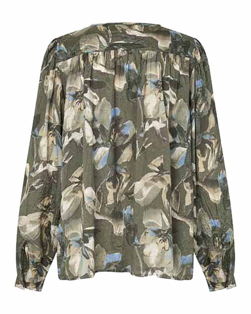 Blus Darya blommig olivgrön/blå/beige - 6